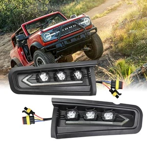 Front Bumper LED Fog Light Lamp Daytime Running Lights For 2021-2024 Ford Bronco - Picture 1 of 10