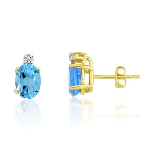 LXR 14k Gelbgold Oval Topas und Diamant Ohrringe 2 ct - Bild 1 von 2