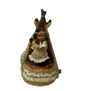 Vintage Native American Girl Music Box Bird Figurine - Picture 1 of 9