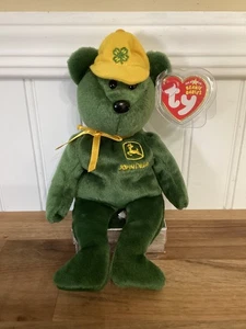 TY Beanie Baby - JOHNNY der John Deere Bär (4-H exklusiv) (9 Zoll) - neu mit Etikett - Bild 1 von 5