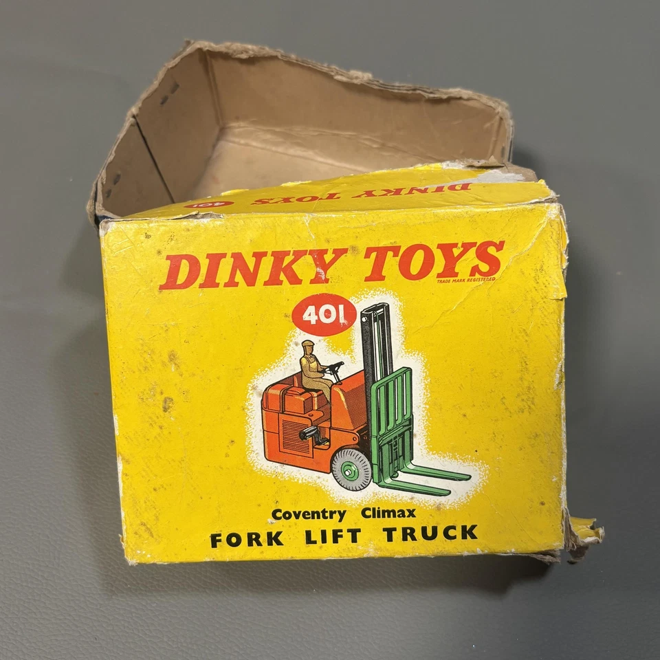 Carretilla elevadora de horquilla vintage Dinky Toys 401 Coventry Climax caja original Inglaterra Foto 1 de 4