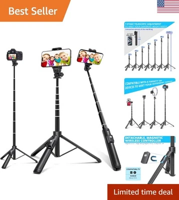 Portable 3-in-1 Selfie Stick Tripod - 62"  with Wireless Remote Control - Image 1 of 4