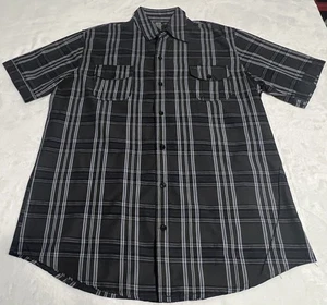 Camisa Burnside Para Hombres Grande a Cuadros Negra Blanca Azul Manga Corta Botón Delantero - Imagen 1 de 4