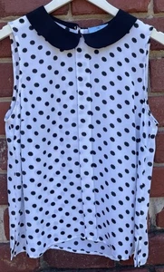 CeCe Damen Größe Medium ärmellose Bluse Top Peter Pan Kragen schwarz weiß gebraucht, in einwandfreiem Zustand - Bild 1 von 9
