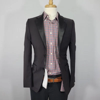 Chaqueta de Esmoquin Calvin Klein Para Hombre Dos Botones Negra Mezcla de Lana Ajustada 36R NUEVA Foto 1 de 4