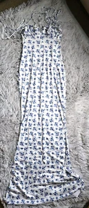 Women's Blue & White Floral PARTHEA "Tik-Tok Trending 2024" Long Maxi Dress SZ S - Picture 1 of 7