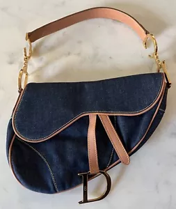 Christian DIOR Saddle Bag Denim Jeans Handtasche/Schultertasche. Vintage! - Bild 1 von 8