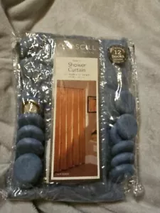 New Croscill Home Faux Suede Shower Curtain BLUE+ 12 Hooks 72x75 NIP - Picture 1 of 4