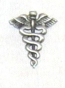 Pewter 7/7 inch Caduceus Medical Entwined Snakes Figure - Picture 1 of 2