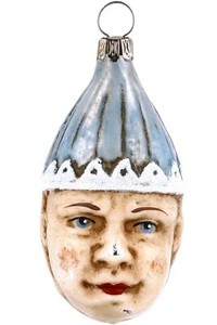 Marolin Double Face Clown w/Blue Cap MA2011210 Glass Christmas Orn w/Gift Box - Picture 1 of 4