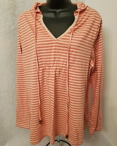 TM Style Womens Shirt Top Blouse Size XL X Large Orange Tan Striped - Picture 1 of 4