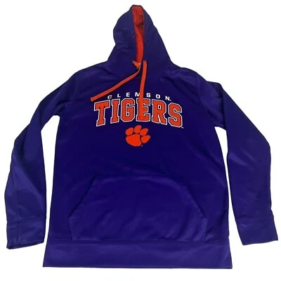 Clemson Tigers Hoodie Men's M Purple Orange Logo Graphic Drawstring Sweatshirt - Image 1 of 4