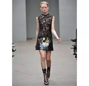 Christopher Kane Runway Spitzen-/Lederkleid 12UK - Bild 1 von 8