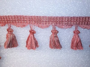 6 yardas FRANJA BORLA 3" - ROSA MALVA/CREMA - Borde de tela para cortinas - Imagen 1 de 1