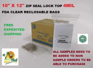 10x12 Plastica Trasparente 4MIL Zip Seal Lock Top Chiudibile Poli Sacchetti 4 Mil - Foto 1 di 2