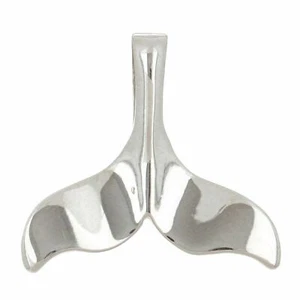 14k White Gold Solid High Polish Whale Tail Slide Charm Pendant 1.1 grams - Picture 1 of 7
