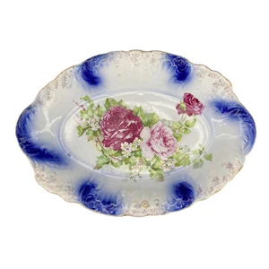 Antique Ceramic Decorative Serving Platter Circa Early 1900s Features Roses - Picture 1 of 12