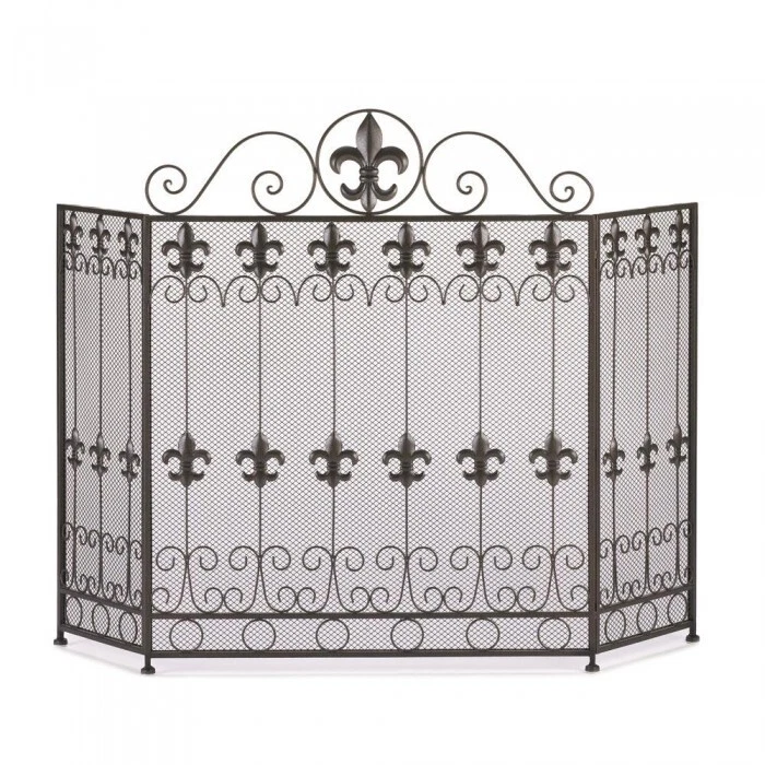 Fireplace Screen French Revival Fleur De Lis Iron New10015400