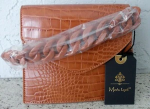 NWT MODA LUXE CROSSBODY EMBOSSED CROC W/ TORTOISE CHAIN LINKS - Picture 1 of 3