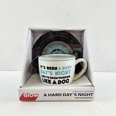 Beatles A Hard Day's Night Lyric Cup And Saucer Set By Bluw mug coffee