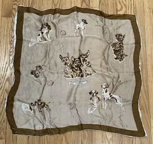 Vintage Les Copains DOG Themed~Dogs Silk Scarf~German Shepard+~*HAS ISSUES~READ* - Picture 1 of 12
