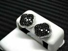 2 Karat runder Schnitt im Labor erstellt schwarzer Diamant Cluster Ohrring 14K Weißgold über