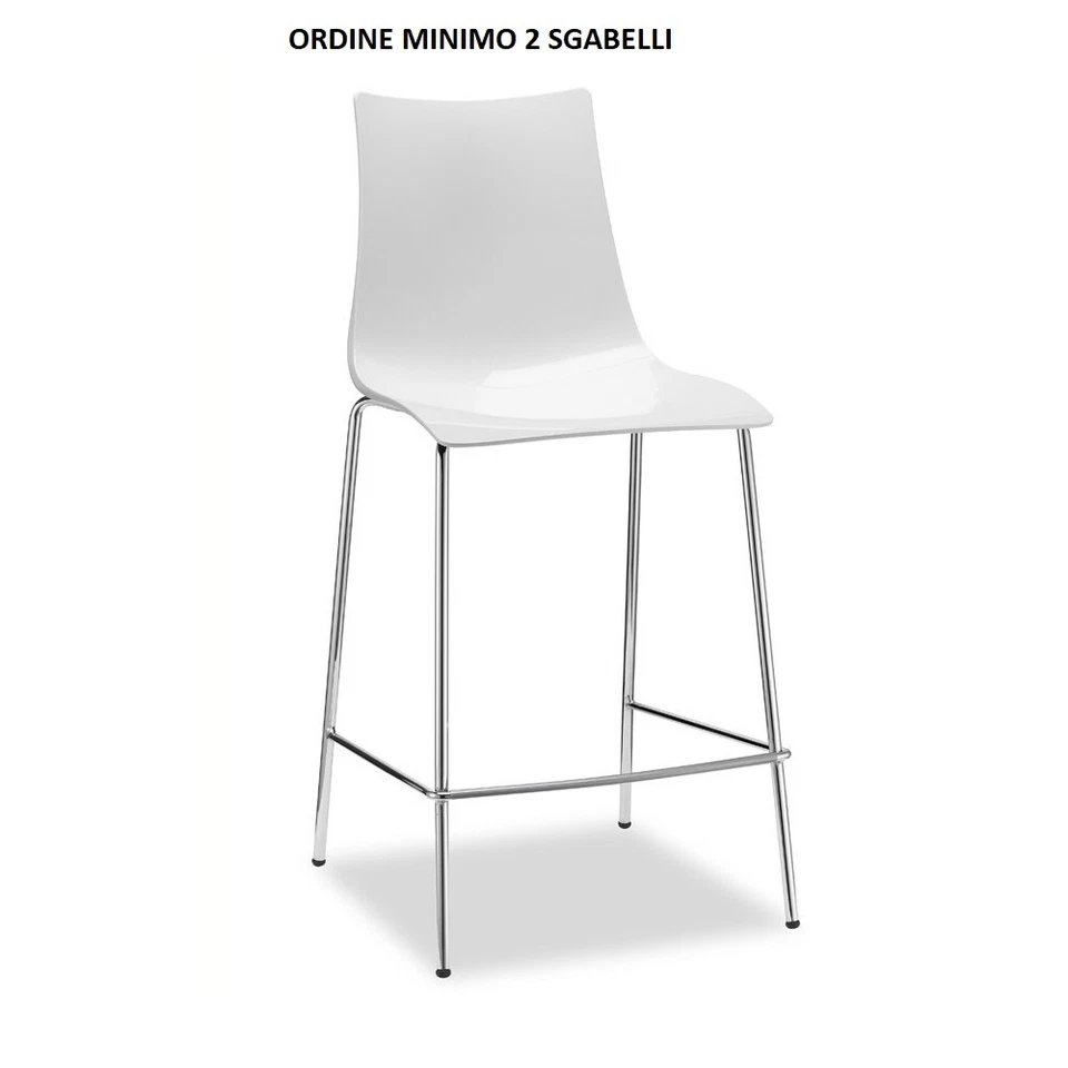 Sgabello ZEBRA ANTISHOCK H.80 policarbonato bianco pieno cromato CONTRACT BAR - Immagine 1 di 1