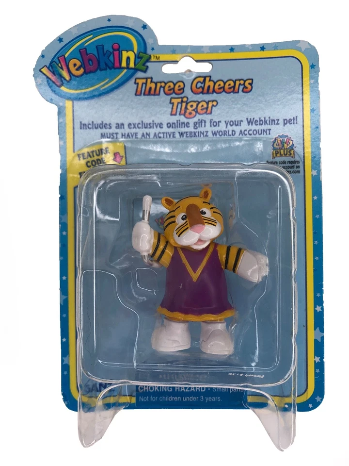NUEVO Webkinz Three Cheers Tiger Figura Código Ganz De Colección Raro Púrpura Serie 2 Foto 1 de 1