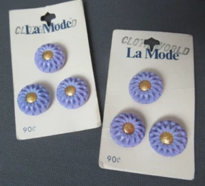 Nuevos 6 botones La Mode azul claro y dorado - vástago - Japón - 5/8" de ancho - 53 157 - Imagen 1 de 4