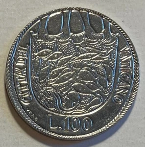 Vatican 100 Lire 1975 - Net of Fish - Baptism of Man - Holy Year - Pope Paul VI - Picture 1 of 5