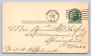 c1914 UX27 US Postal Card Jefferson 1c 'Recieved Your Gift' TRENTON NJ - Picture 1 of 3