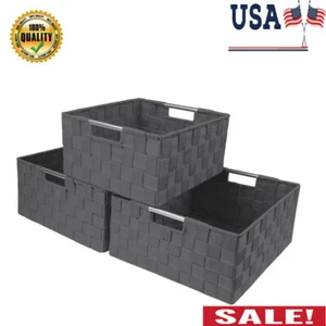 Storage Box Woven Basket Bin Container Tote Cube Organizer Shelf Organizer - Picture 1 of 6