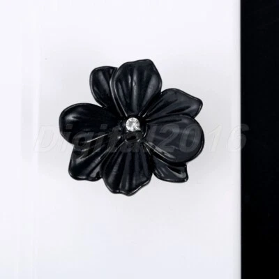 Zinc Alloy Black Flower Door Handle Pull Furniture Cupboard Drawer Knob Hardware - Image 1 of 4