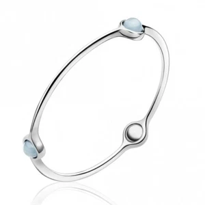 Georg Jensen Sterling Silver Aquamarine SPHERE Bangle - Large EX CON - Picture 1 of 5