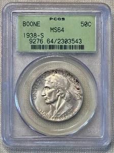 Rare & Excellent 1938 S Boone Commemorative Half Dollar - PCGS MS64 OGH - Picture 1 of 6