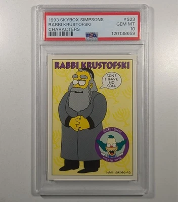 Rabbi Krustofski 1993 Skybox Simpsons #S23 Gem Mint PSA 10 Characters Krusty Dad - Image 1 of 3