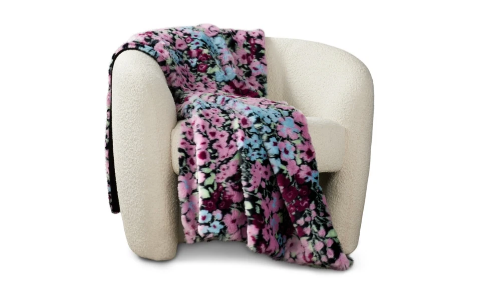 Aqua Home Floral Faux Fur Throw 50" " Multi