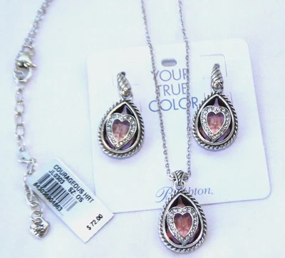 Nuevo con etiquetas Collar y pendientes Brighton Your True Colors valiente cristal rosa $144 Foto 1 de 4