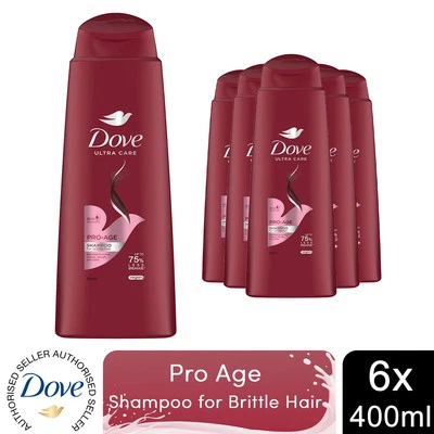 Dove Nourishing Shampoo Pro-Age for Brittle & Damaged Hair 400ml, 6 Pack