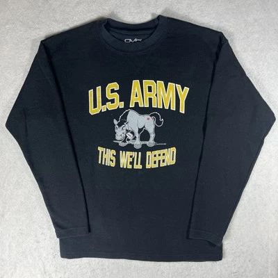 United States US Army Long Sleeve Shirt Waffle Knit Size Medium Graphic Mule - Image 1 of 4