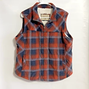 Gilet foderato sherpa North River a quadri rosso/blu flanella zip davanti donna XL - Foto 1 di 6