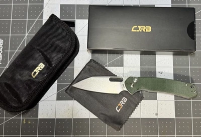 Cuchillo de bloqueo de botón CJRB Pyrite-Alt (J1925A) lavado a piedra AR-RPM9 hoja verde G10 Foto 1 de 4