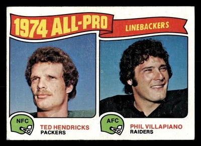 1975 Topps - 1974 All-Pro Ted Hendricks, Phil Villapiano #217 - Image 1 of 2
