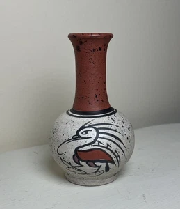 Jarrón pintado para pájaros tribales nativos de Panamá 5” de alto 10” de diámetro - Imagen 1 de 7