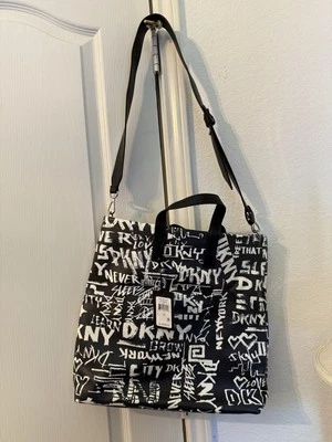 Bolso grande de cuero DKNY Tilly blanco y negro R13AI448 Foto 1 de 4