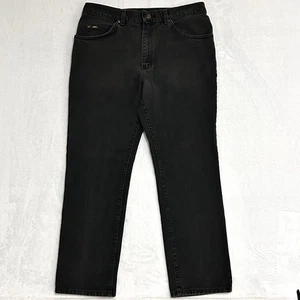 Vtg Lee Jeans Mens 34x30 Straight Leg Faded Black Denim Workwear Made in USA 90s - Picture 1 of 15