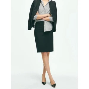 Brooks Brothers x Loro Piana Wool Pencil Skirt 2 2P Black Silk Academia Career - Picture 1 of 7