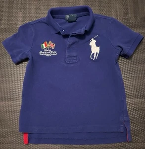Polo Ralph Lauren Italy Big Pony Shirt Size 4 / 4T Boys Cotton Blue - Picture 1 of 10
