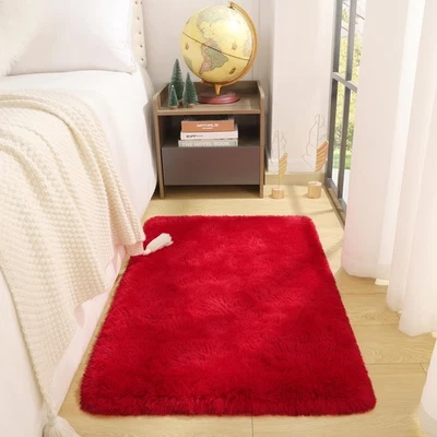 Small Red Rug 2x3 Fluffy Rugs for Bedroom Kicthen Entryway Hallyway Washable ... - Image 1 of 4