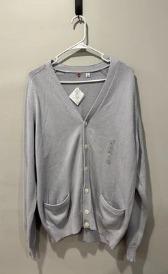 Cárdigan Suéter Uniqlo Cuello en V Para Hombre Grande Gris Tejido Abotonado Nuevo con Etiquetas Foto 1 de 3